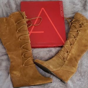 Aerosole Knee High Suede Wedge Boots